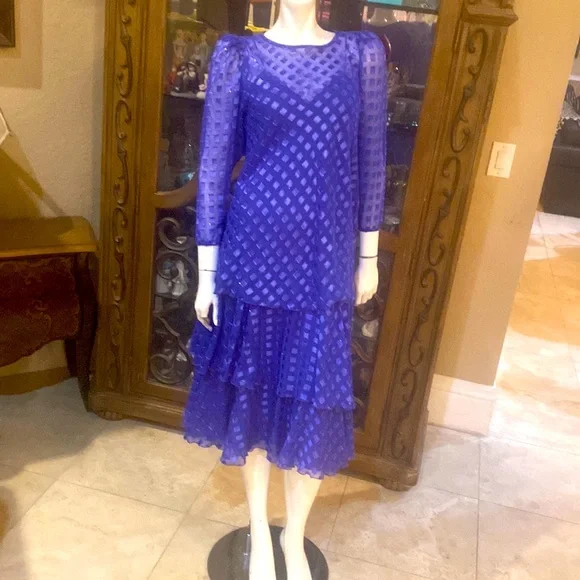 hobbs purple dress Hobbs London Purple Black Geometric Print Dress UK 8, US 4 Silk Wool